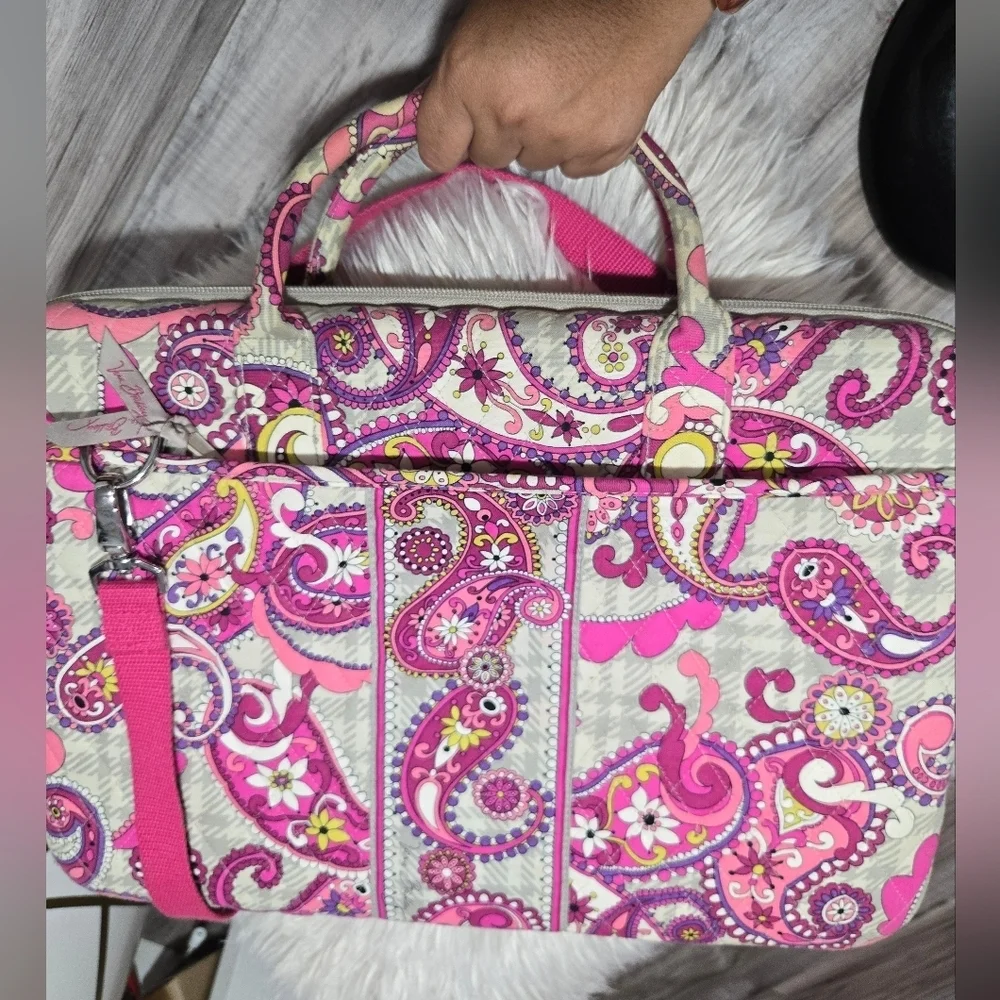 Vera Bradley Quilted Hard Shell Laptop Crossbody Case Paisley Meets Plaid